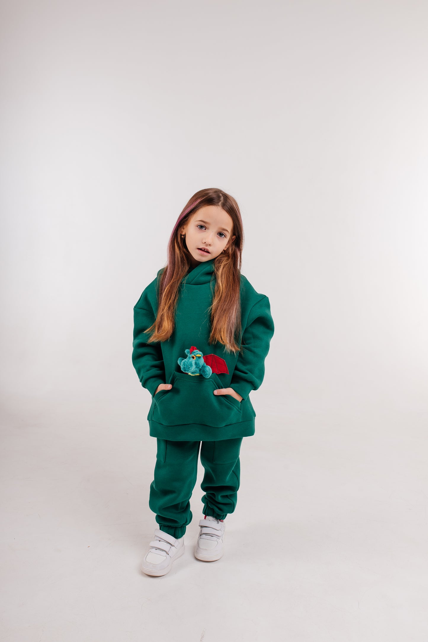 Kinder-Set Hoodie Oversize Knallgrün – Größe 122