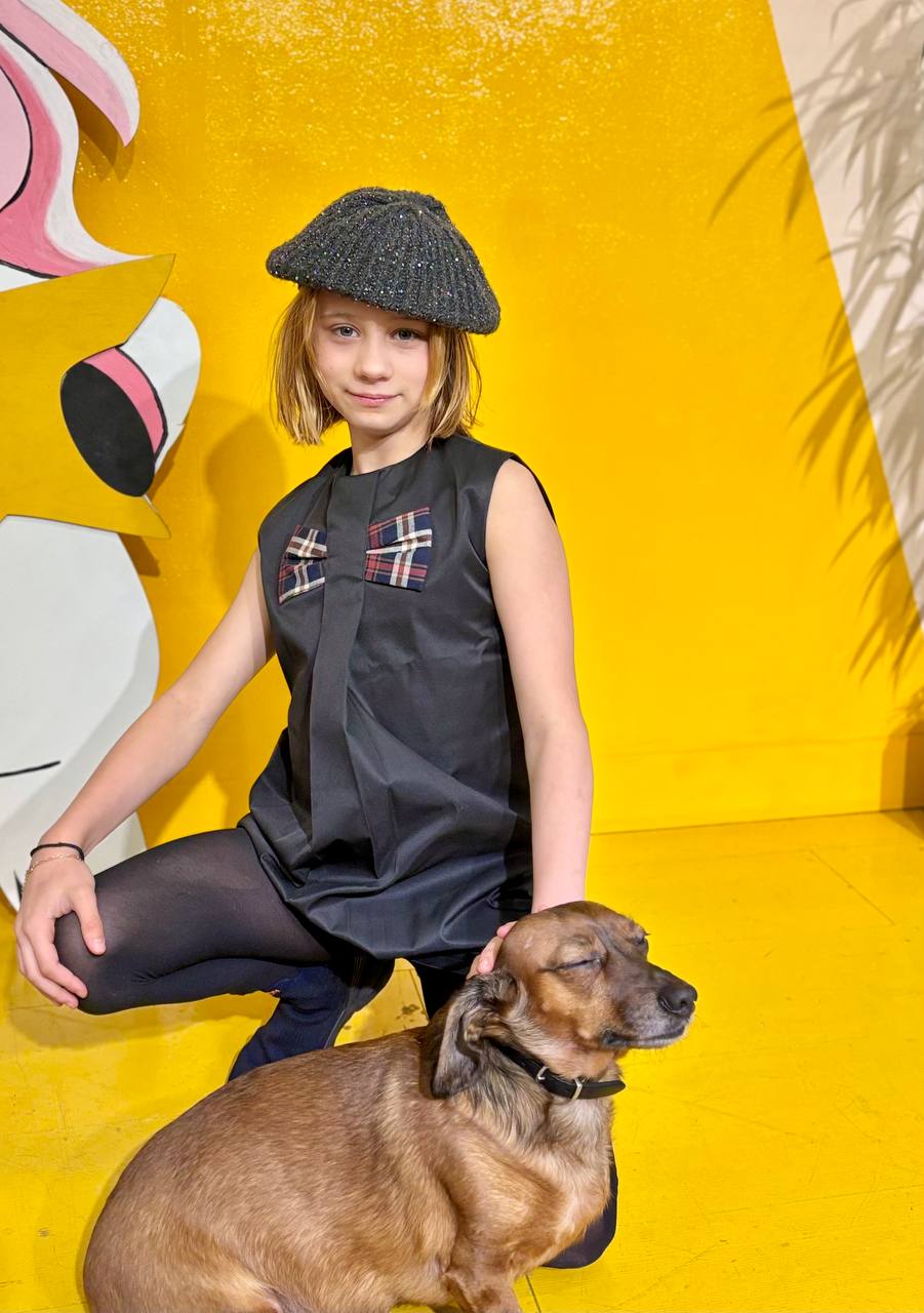 stylisches und elegantes Kleid mit Schleife für Mädchen schwarz