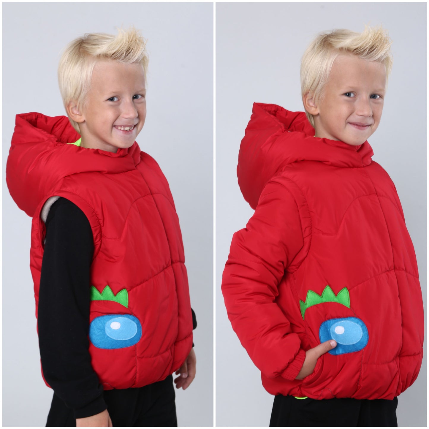Transformer Jacke ⇄ Weste – Drache Rot | Zabavka
