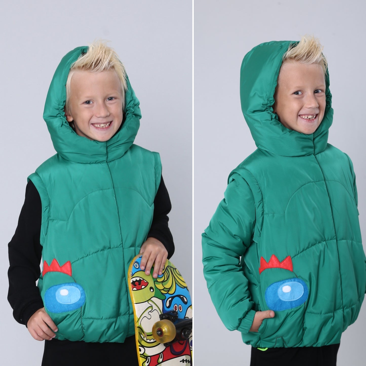 Transformer Jacke ⇄ Weste – Drache Grün | Zabavka