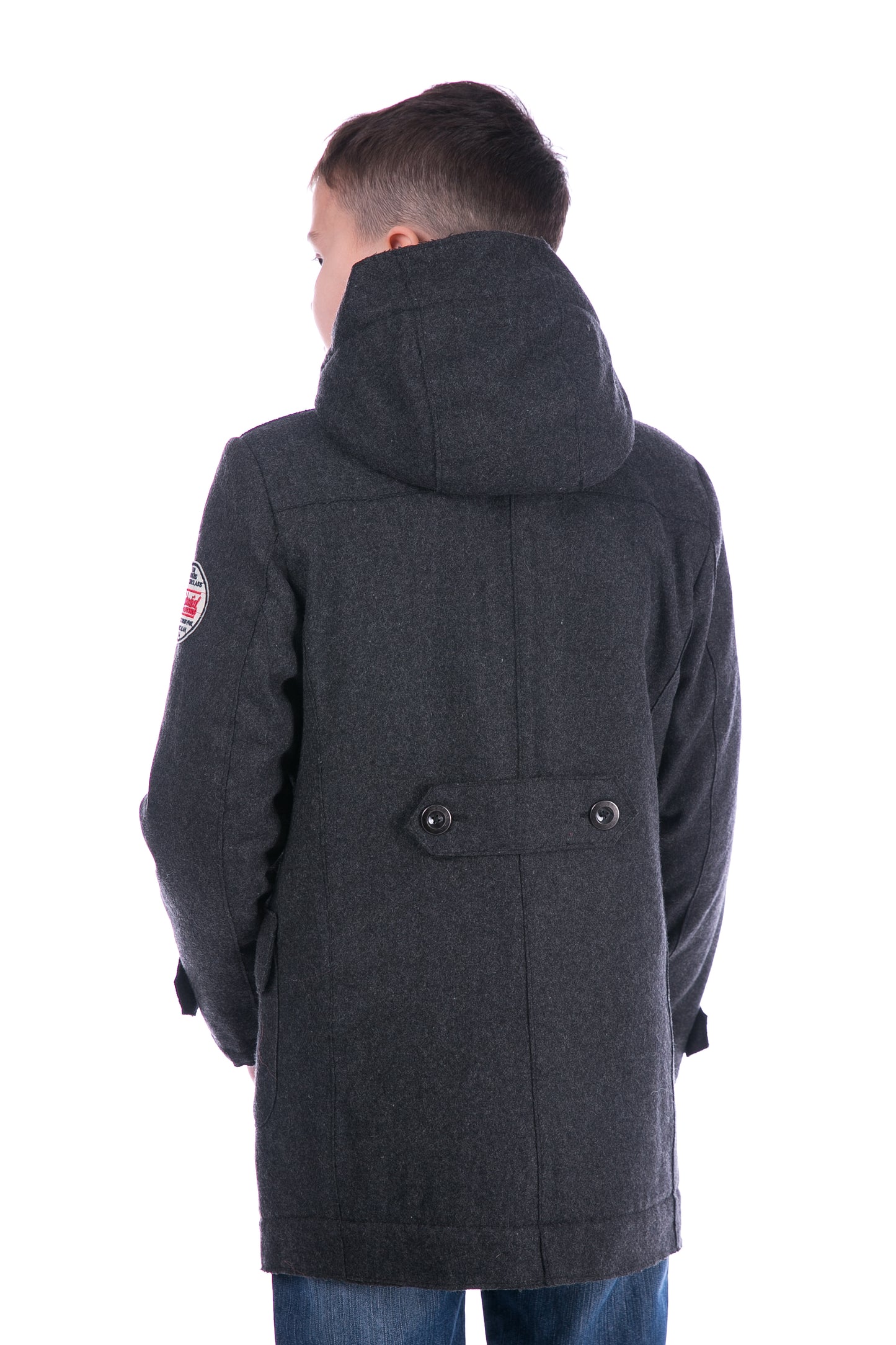 Пальто шерстяное для мальчиков, съёмный капюшон