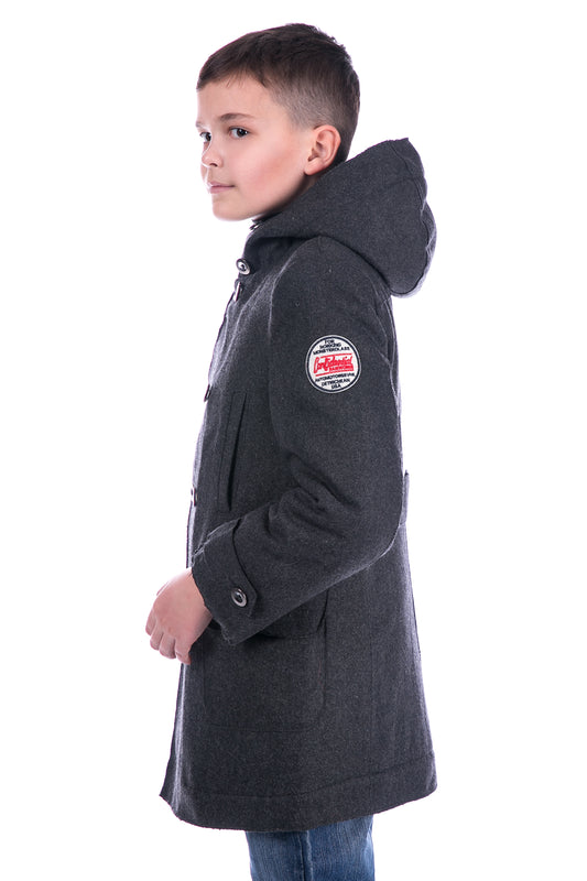 Пальто шерстяное для мальчиков, съёмный капюшон