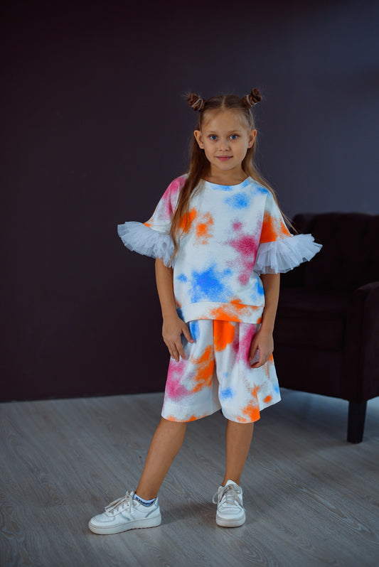 Sommer-Set „Feuerwerk“ – T-Shirt & Culotte-Shorts