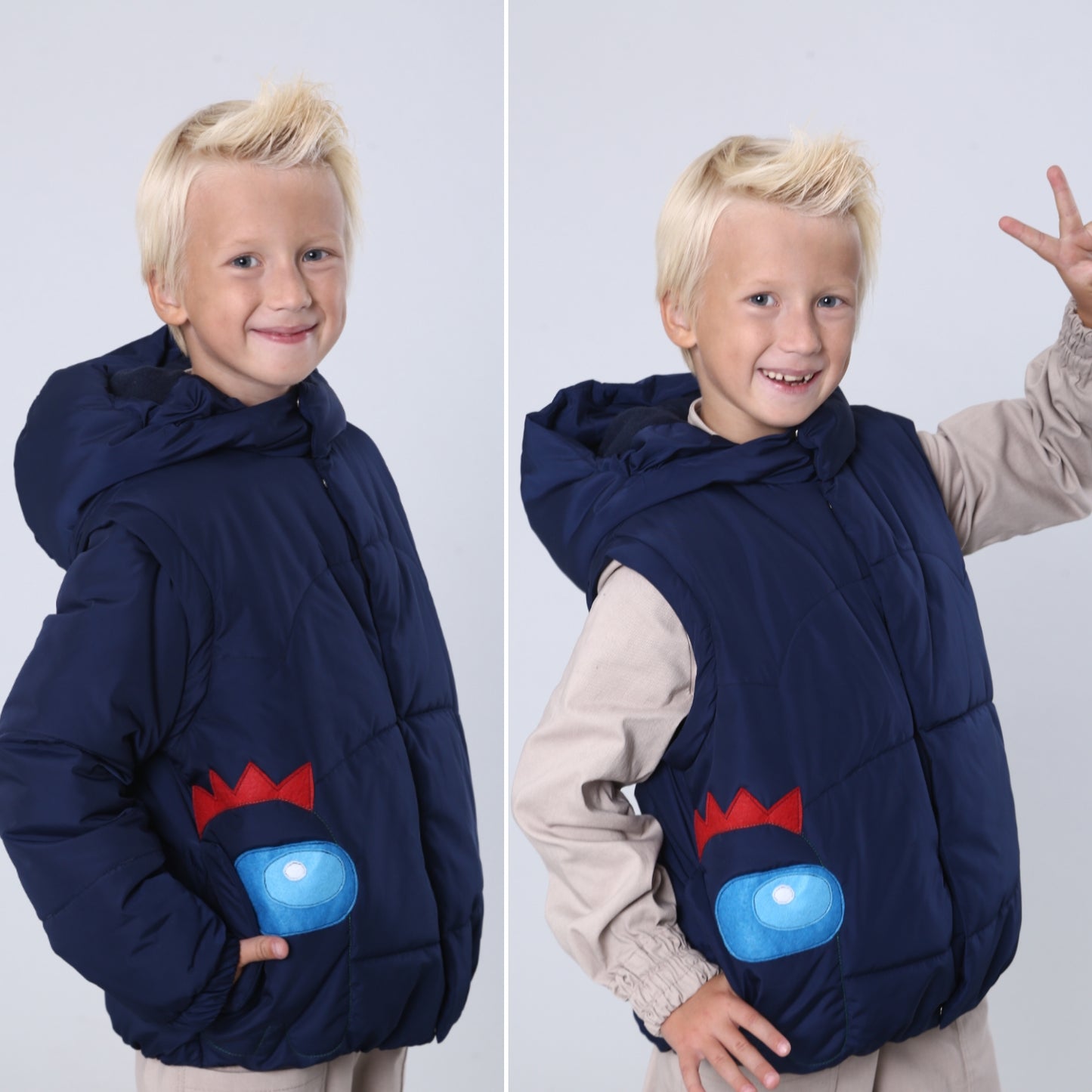 Transformer Jacke ⇄ Weste – Drache Blau | Zabavka