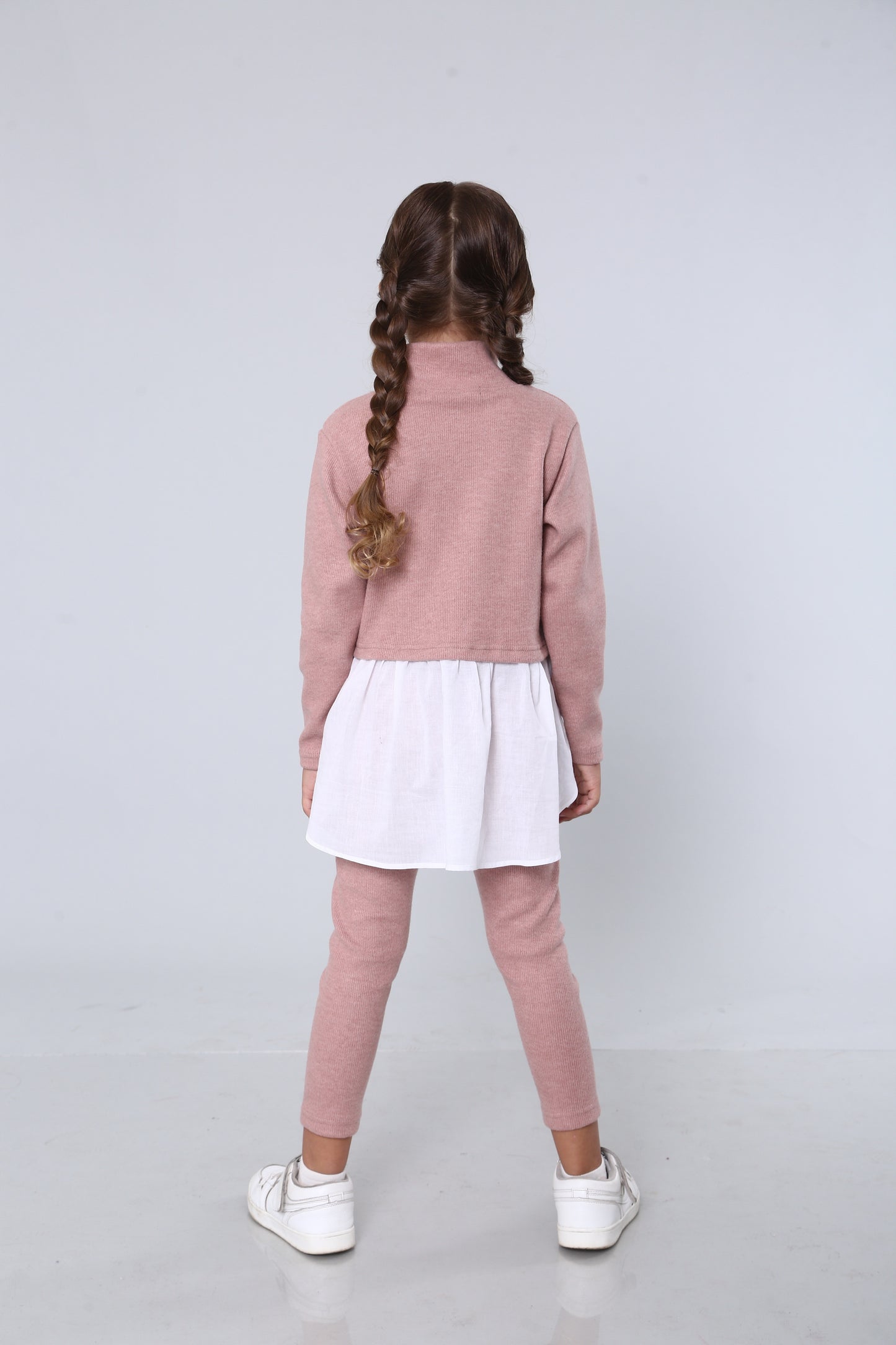 Mädchen Strick-Set mit Baumwoll-Basque & Herz – altrosa