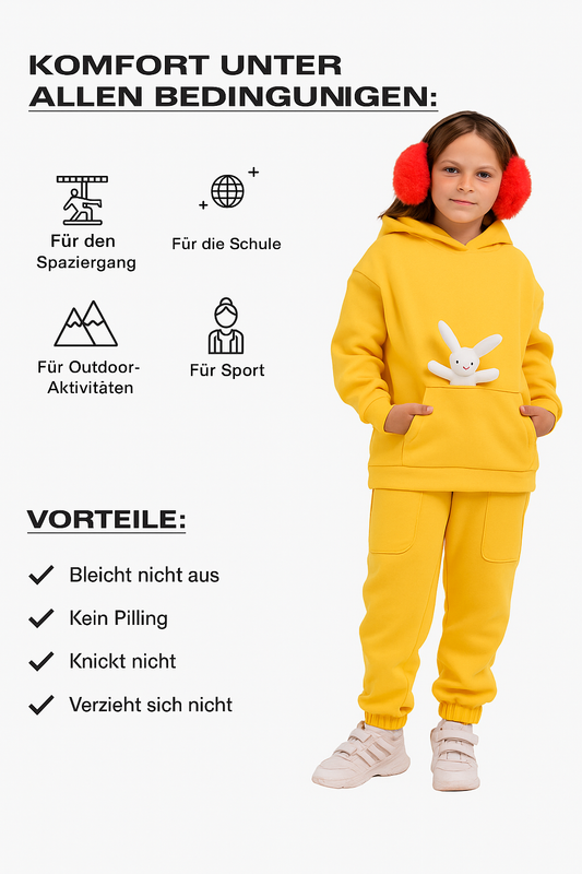 Kinder-Set Hoodie Oversize Gelb – Größe 110,128
