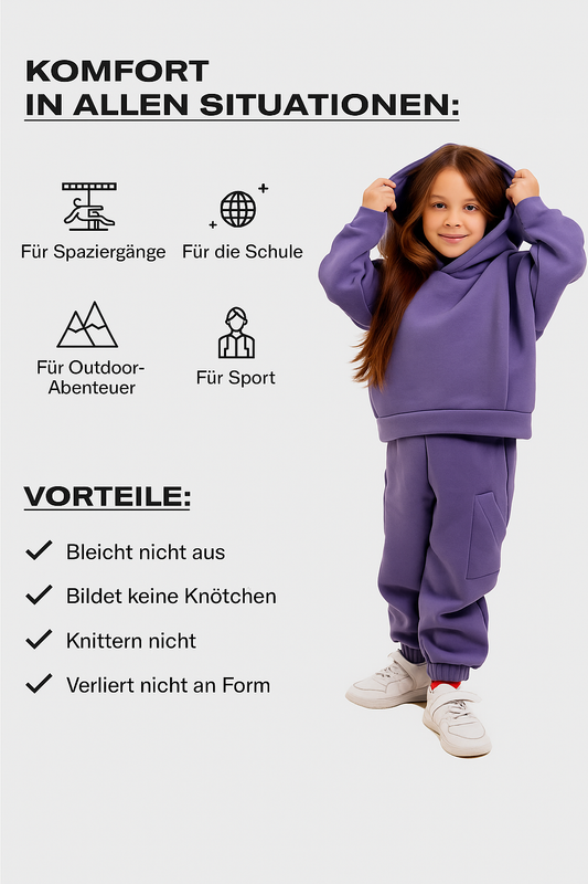 Kinder-Set Hoodie Oversize Lila – Größe 104,110,134