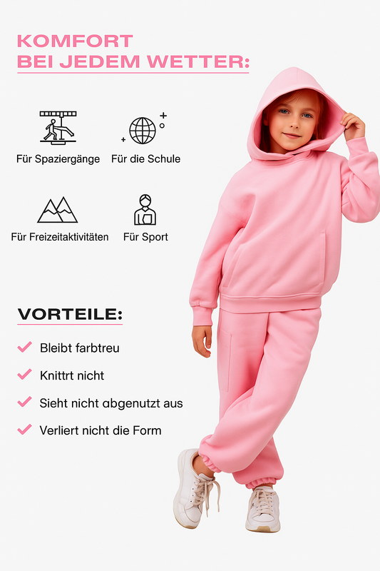 Kinder-Set Hoodie Oversize Rosa – Größe 110,122,134