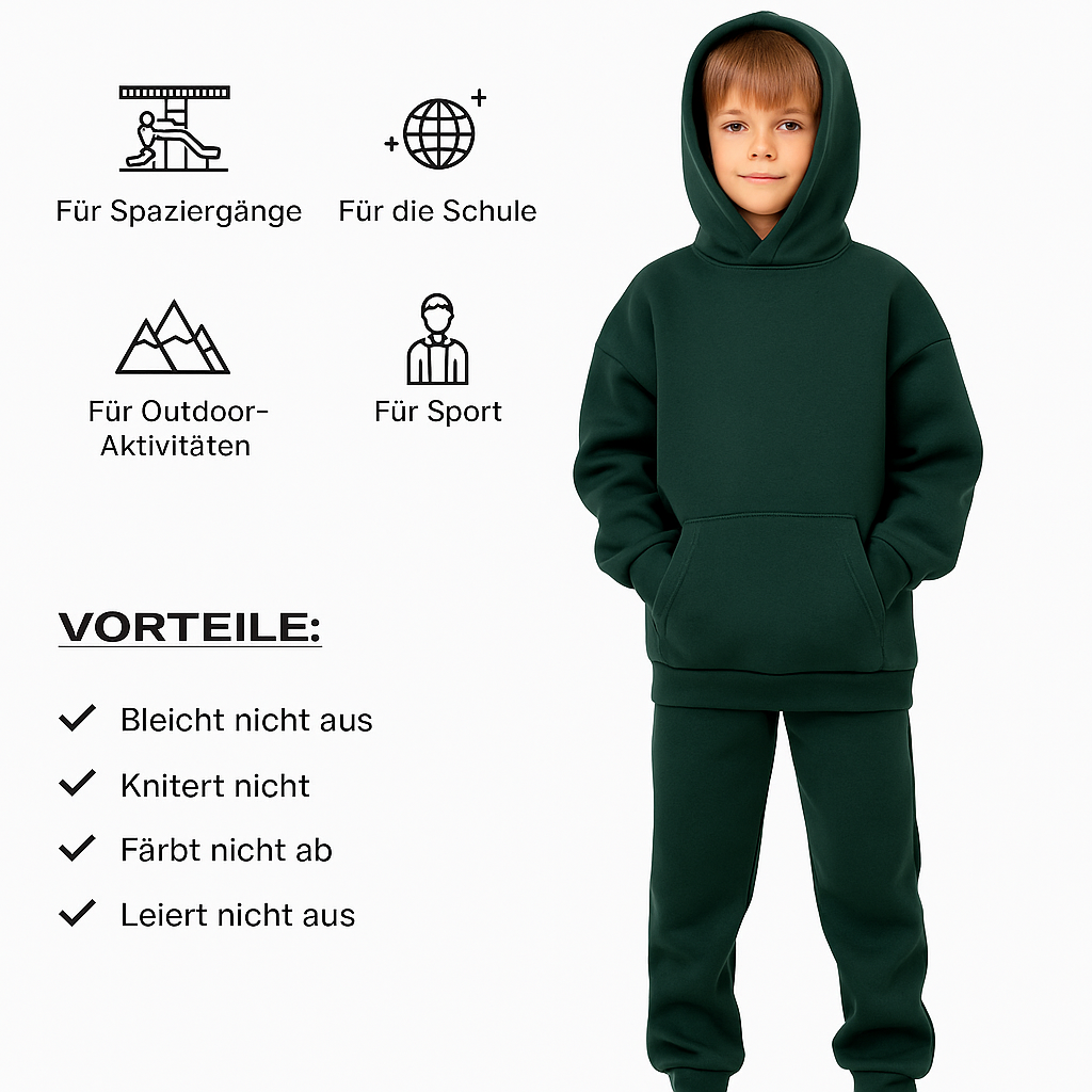 Kinder-Set Hoodie Oversize Malachitgrün – Größe 110.122.134