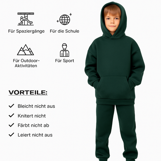 Kinder-Set Hoodie Oversize Malachitgrün – Größe 110.122.134