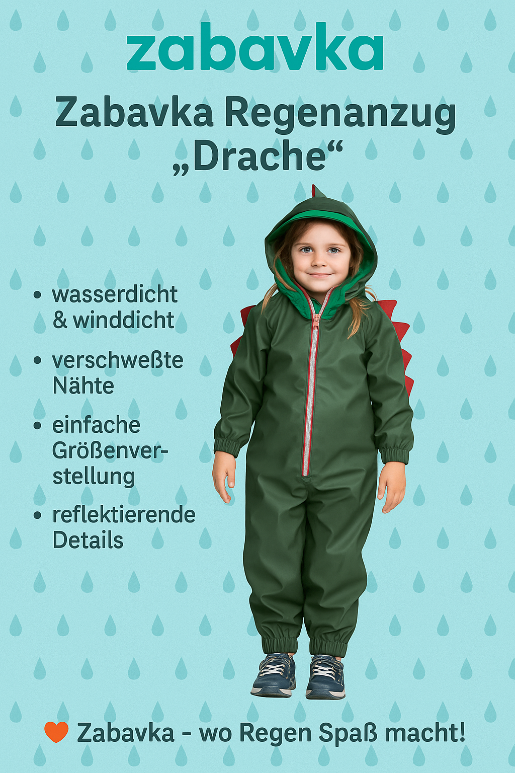 Regenoverall Kinder Drache – Größe 92-122