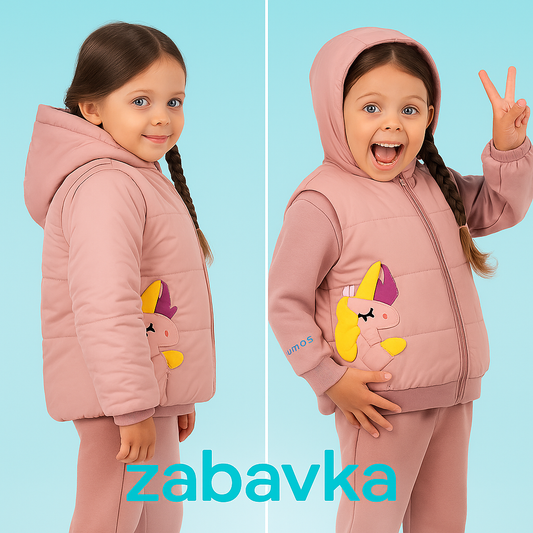 Transformer Jacke ⇄ Weste – Einhorn Pudra | Zabavka