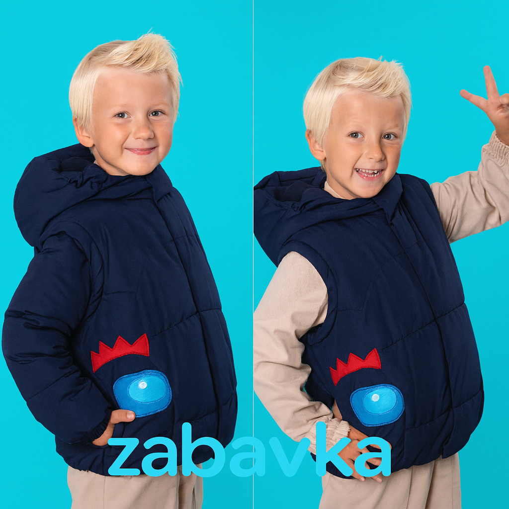 Transformer Jacke ⇄ Weste – Drache Blau | Zabavka