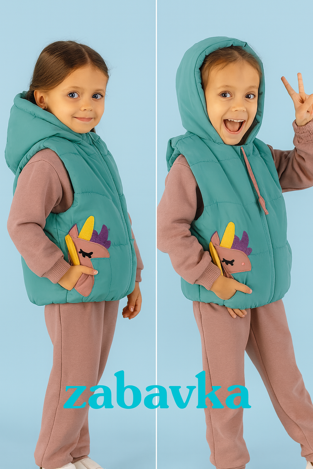 Transformer Jacke ⇄ Weste – Einhorn Mint | Zabavka