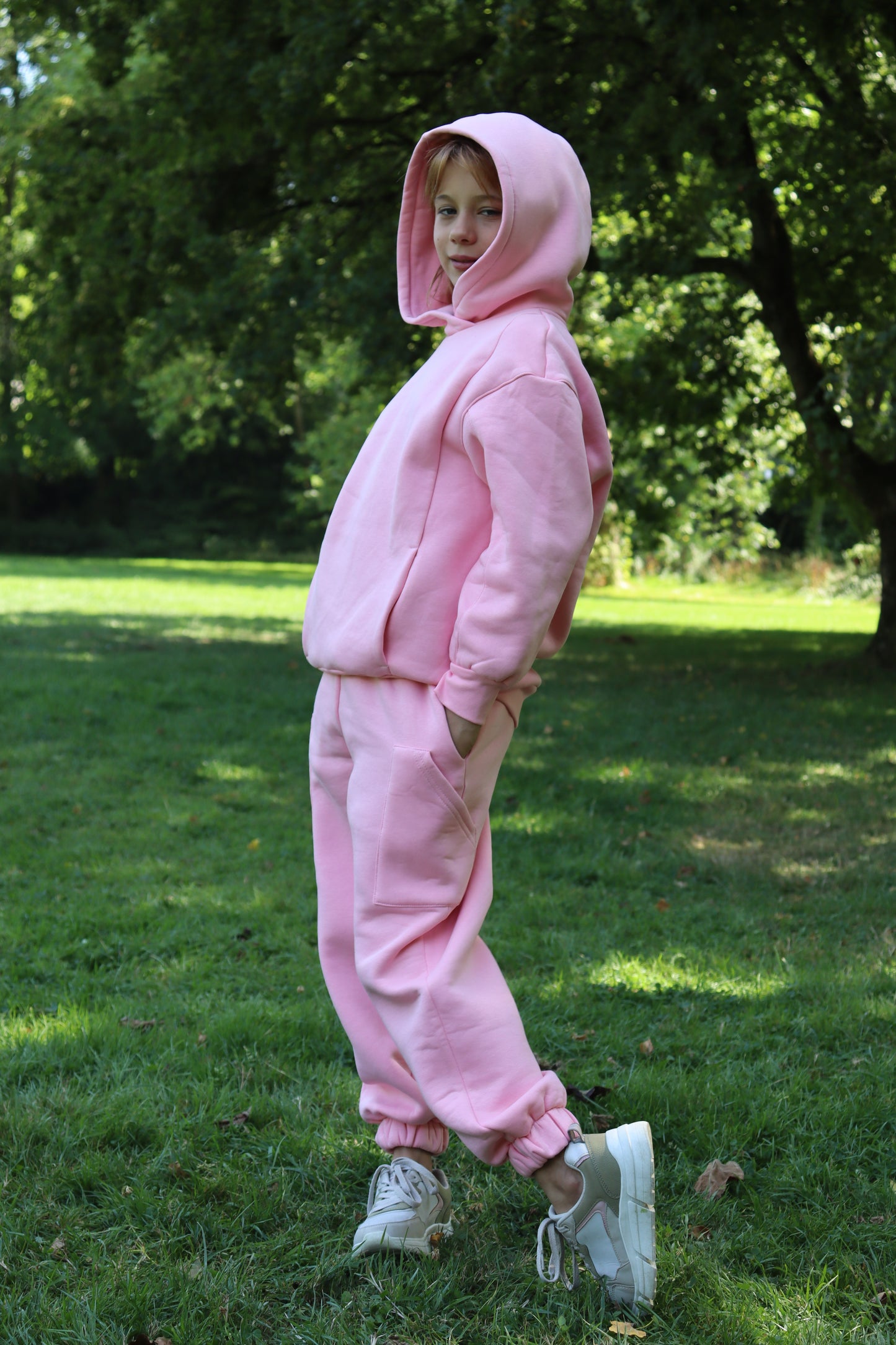 Kinder-Set Hoodie Oversize Rosa – Größe 110,122,134