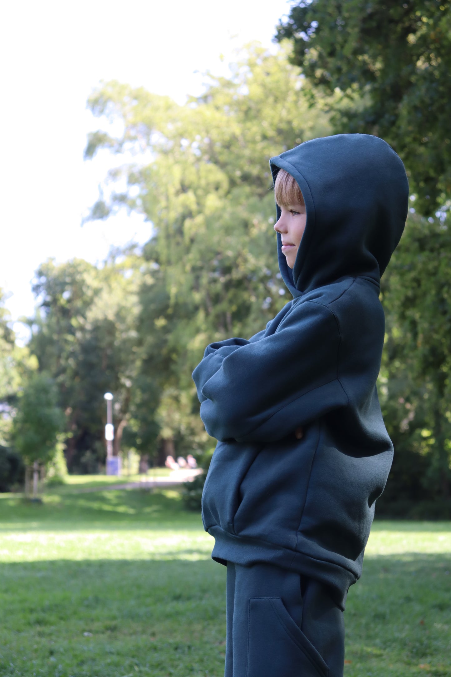 Kinder-Set Hoodie Oversize Malachitgrün – Größe 110.122.134
