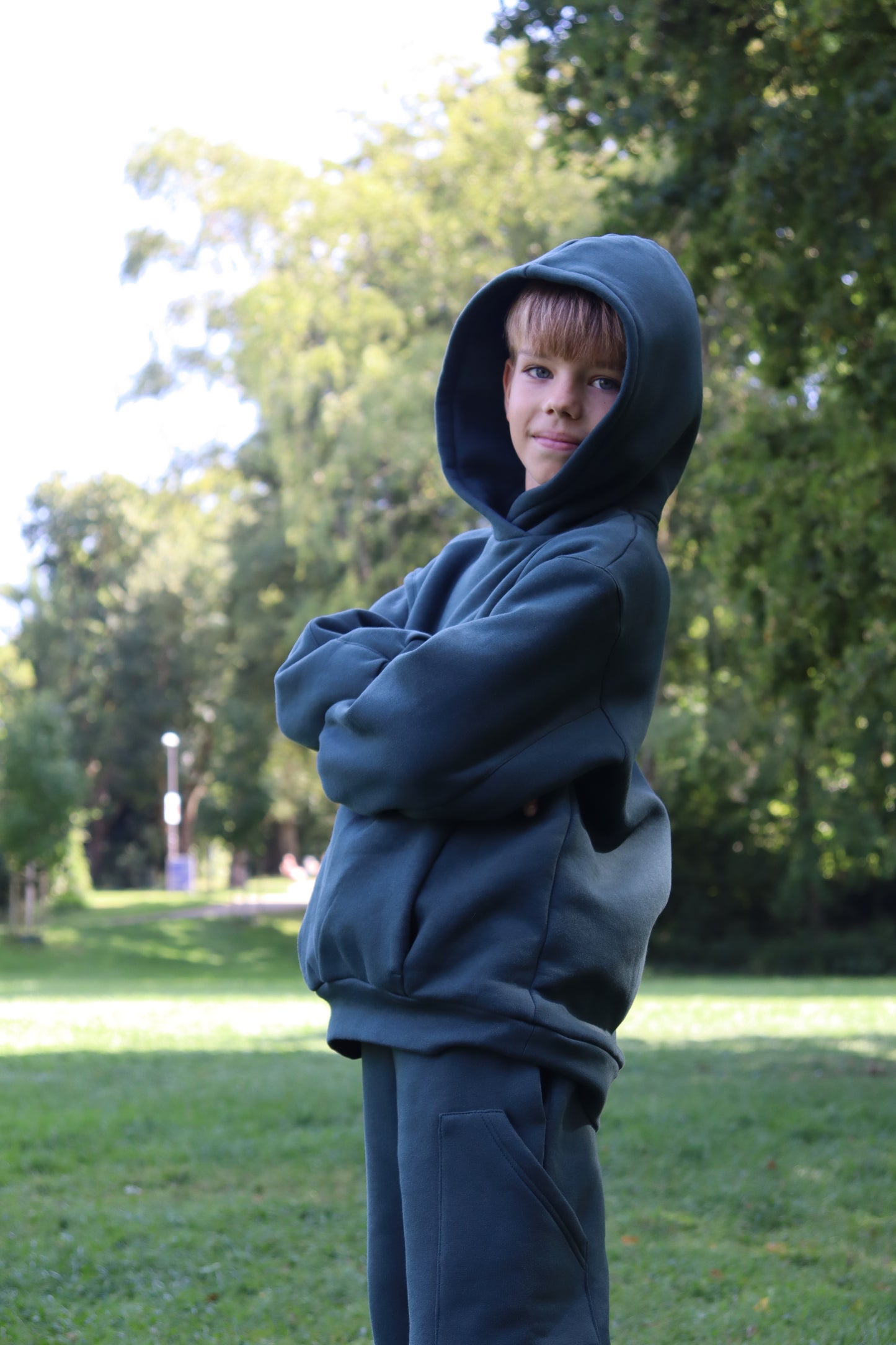 Kinder-Set Hoodie Oversize Malachitgrün – Größe 110.122.134