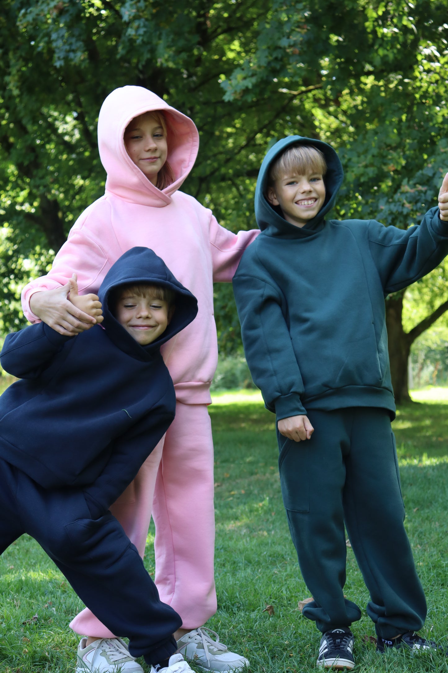 Kinder-Set Hoodie Oversize Malachitgrün – Größe 110.122.134