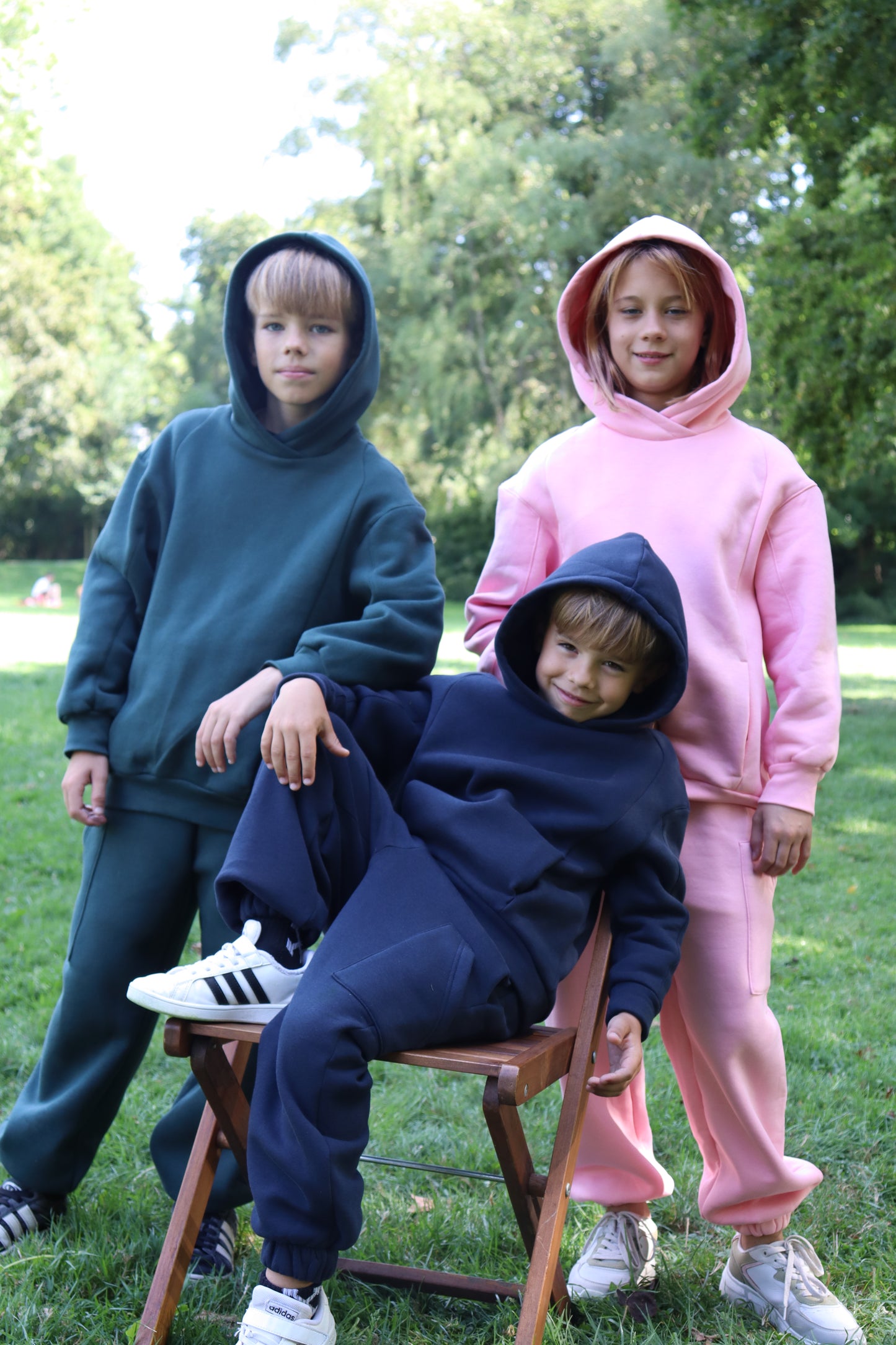 Kinder-Set Hoodie Oversize Malachitgrün – Größe 110.122.134