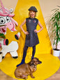 stylisches und elegantes Kleid mit Schleife für Mädchen schwarz