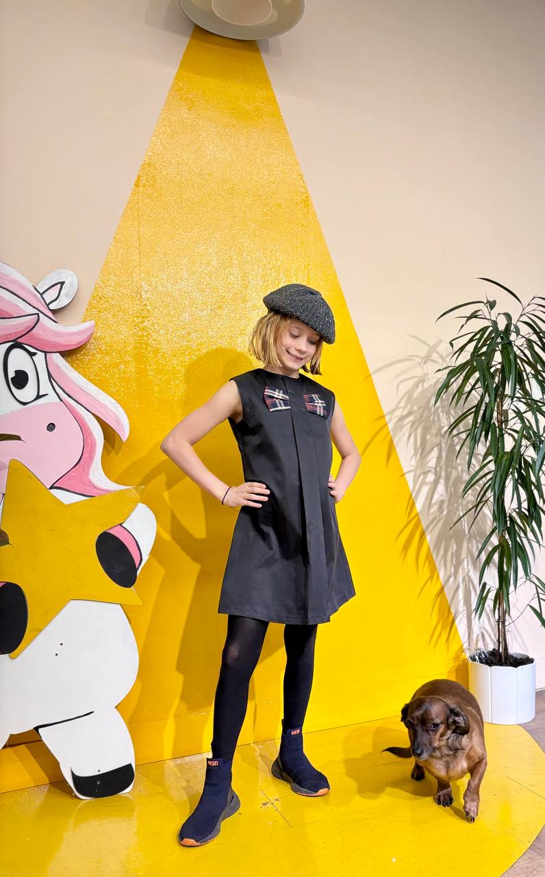 stylisches und elegantes Kleid mit Schleife für Mädchen schwarz