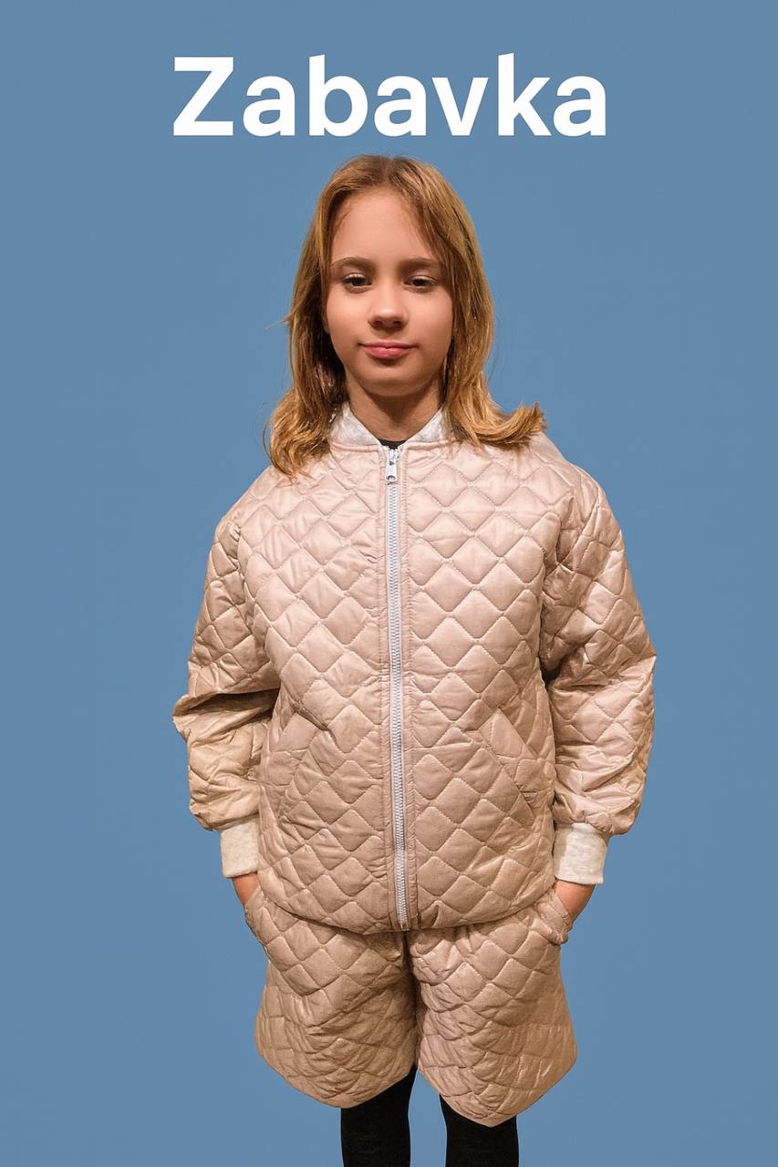 Unisex Steppjacke & Shorts – Leichtes Übergangs-Set – Auch einzeln erhältlich 98-140